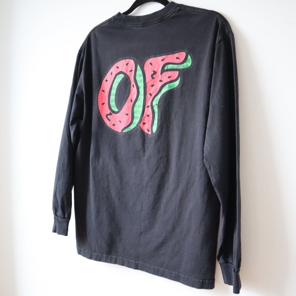 Odd Future Long Sleeve Watermelon Logo Black T Shirt, Size Medium - Picture 7 of 11